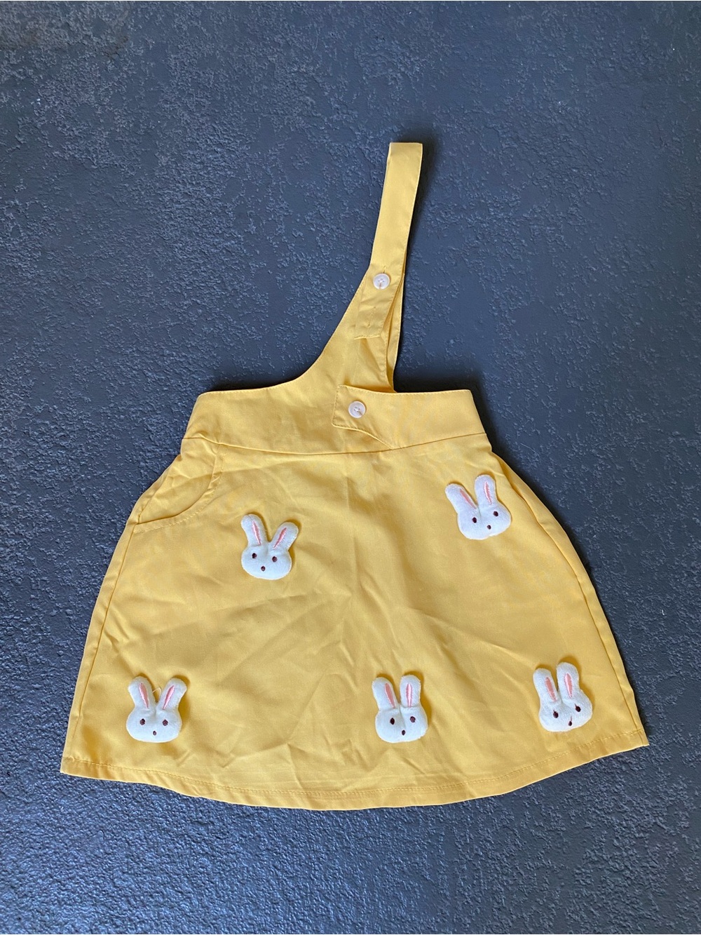 Yellow Bunny Appliqué Kids Overall Skirt